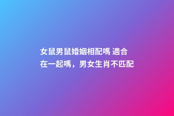 女鼠男鼠婚姻相配嗎 適合在一起嗎，男女生肖不匹配